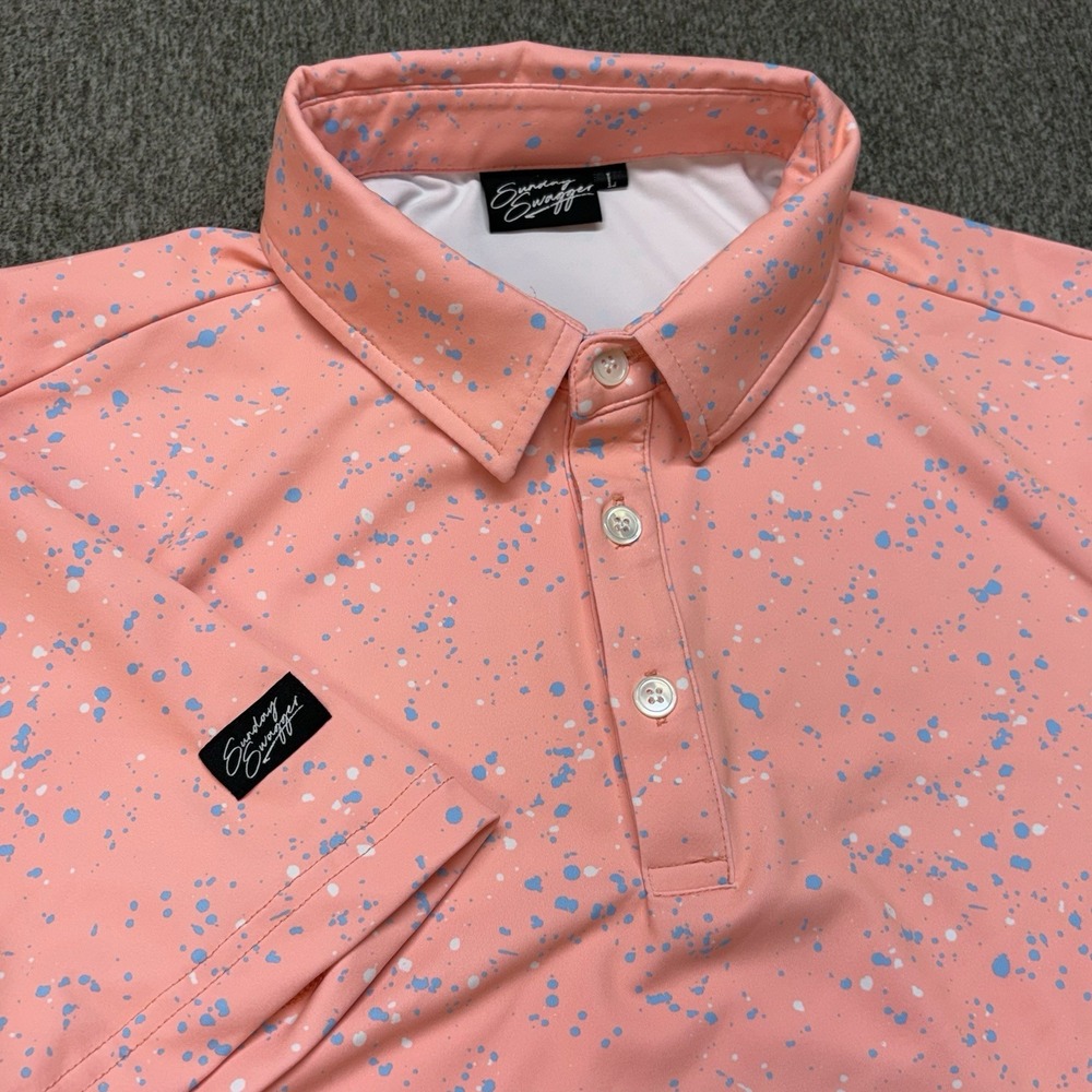 Brisk‎ Sunday Swagger Golf Polo Men's L Regular Performance Stretch Retro Preppy
